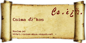 Csima Ákos névjegykártya