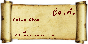 Csima Ákos névjegykártya
